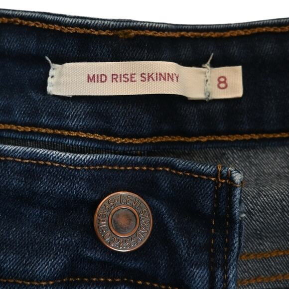 Levi's Mid Rise Skinny Jeans Dark Wash Womens 8 - Picture 9 of 10